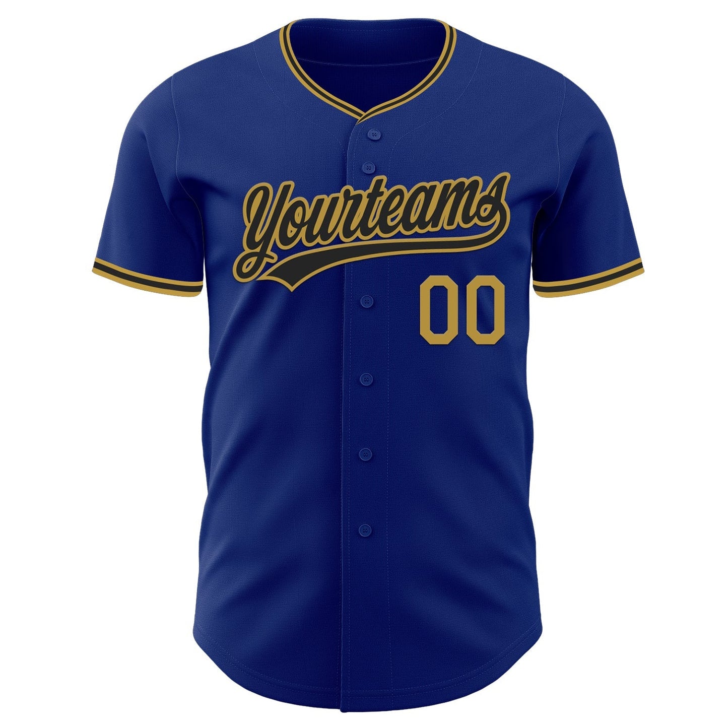 Custom Royal Black-Old Gold Authentic Baseball Jersey baseball jersey product view 2