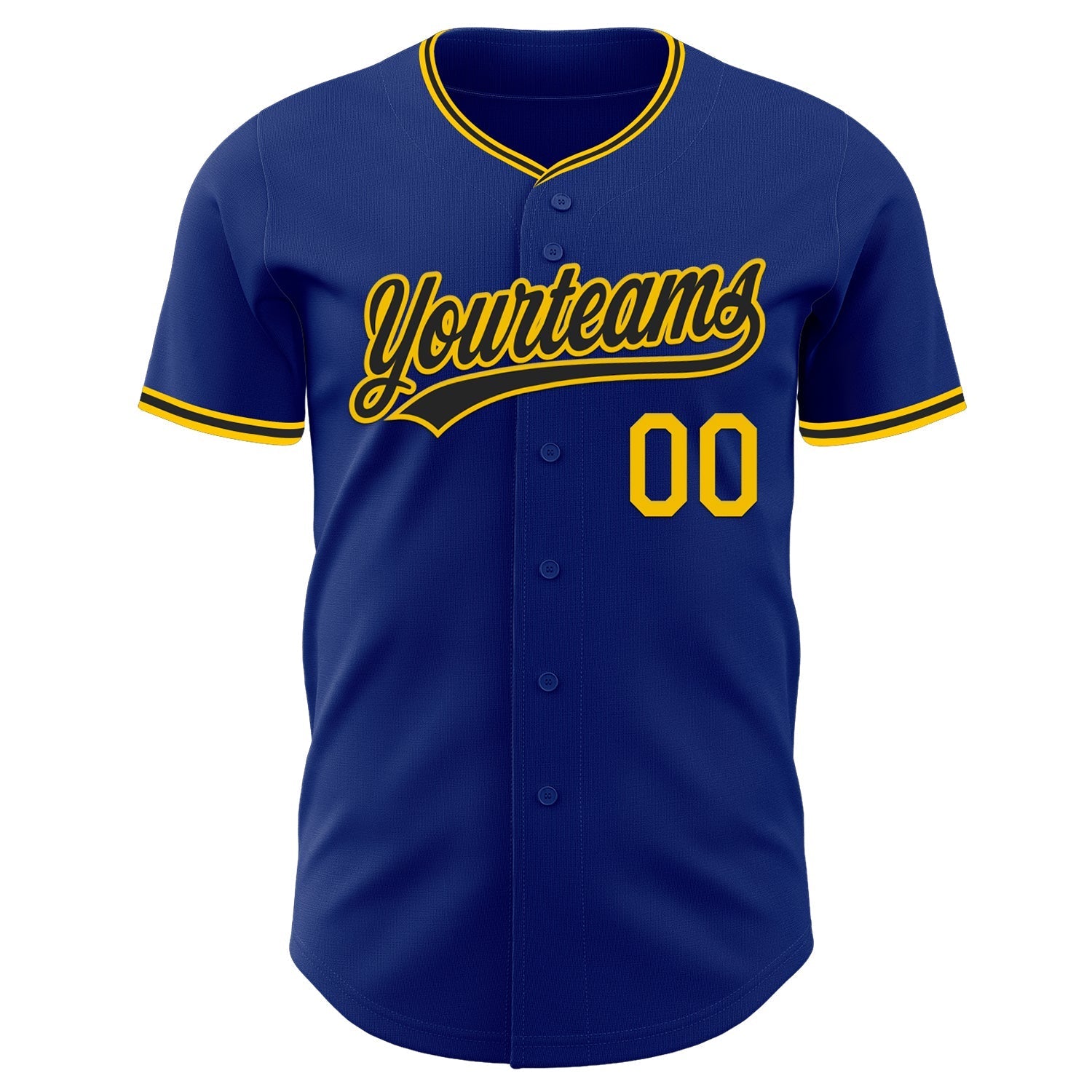 Custom Royal Black-Yellow Authentic Baseball Jersey baseball jersey product view 2