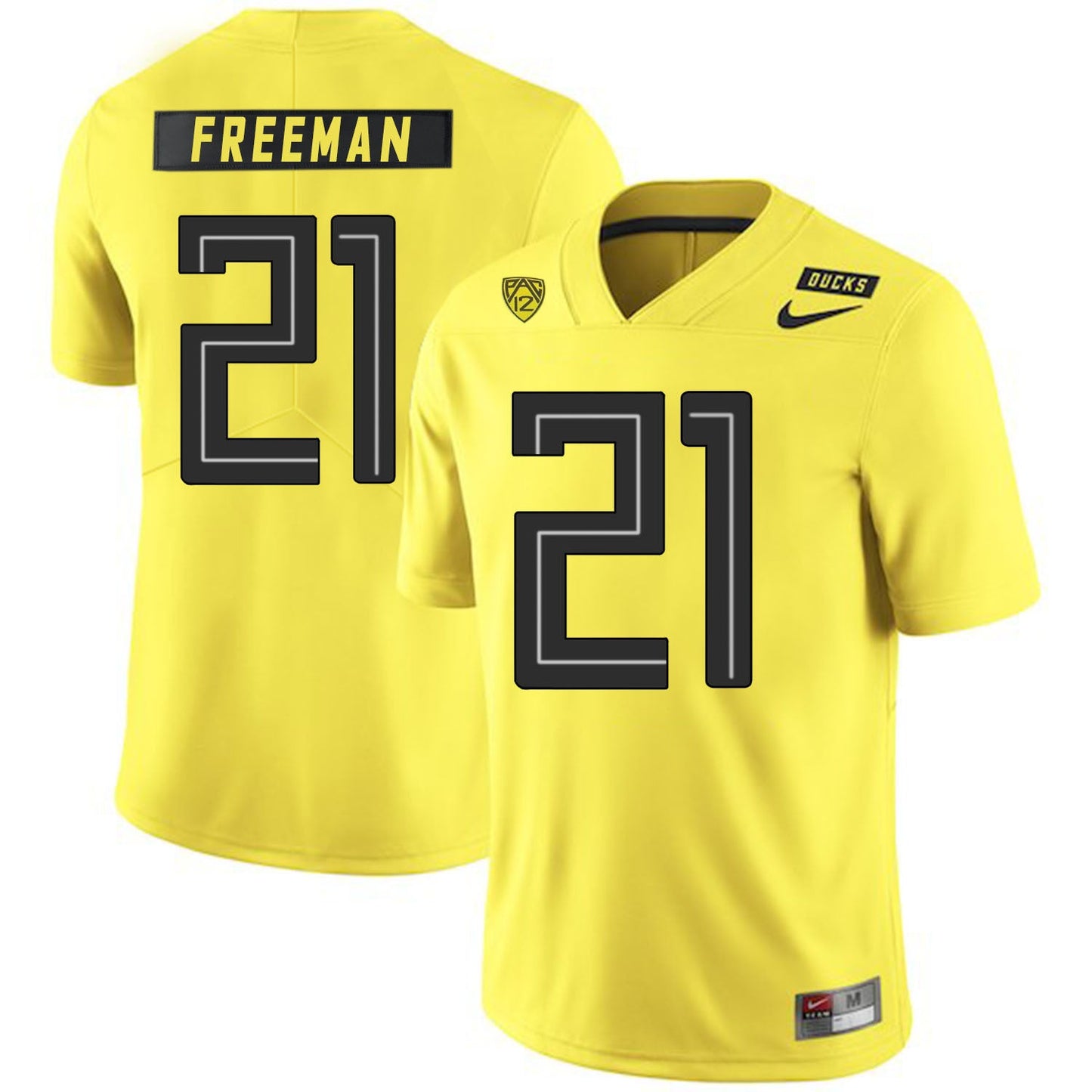 Royce Freeman 21 Yellow College Football Jersey football jersey product view 1