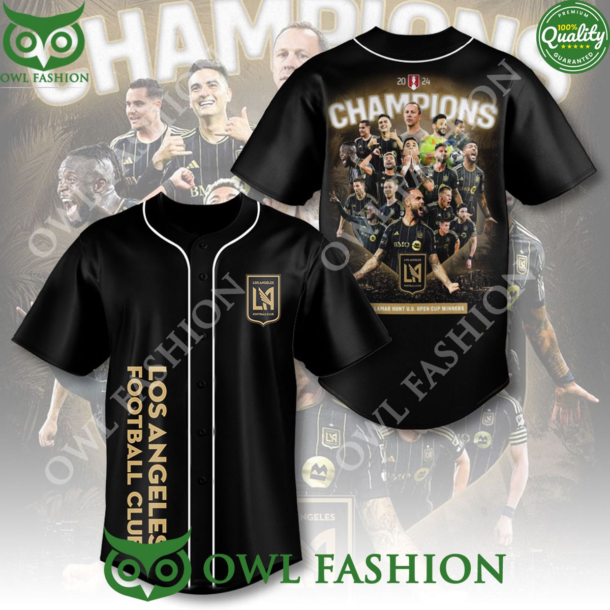 Los Angeles Football Club 2024 Black Baseball Jersey Shirt football jersey product view 1