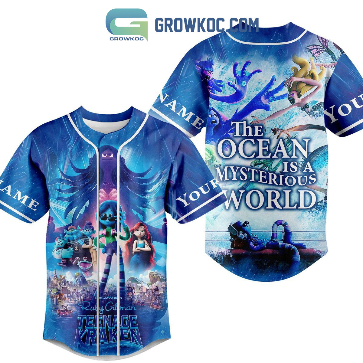 Ruly Gilman Teenage Kraken The Ocean Is A Mysterious World Personalized Baseball Jersey baseball jersey product view 1