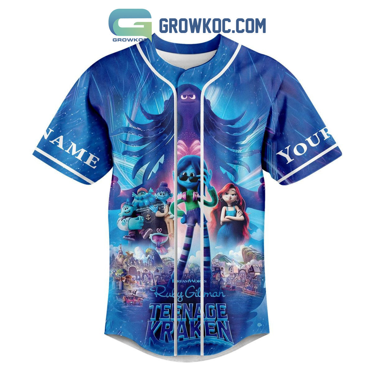 Ruly Gilman Teenage Kraken The Ocean Is A Mysterious World Personalized Baseball Jersey baseball jersey product view 2