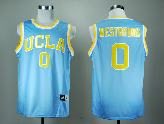 Russell Westbrook 0 Blue New Fabric Fan Edition College Football Jersey football jersey product view 1
