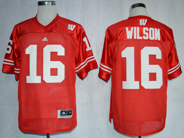 Russell Wilson 16 Red College Football Jersey football jersey product view 1