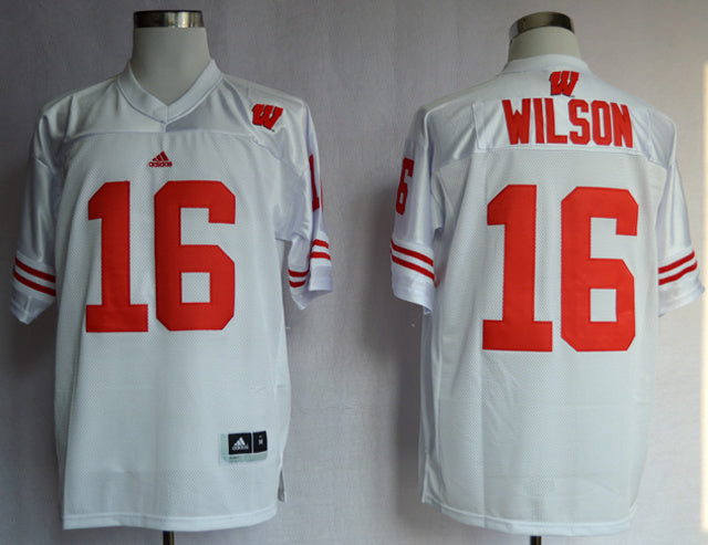Russell Wilson 16 White College Football Jersey football jersey product view 1