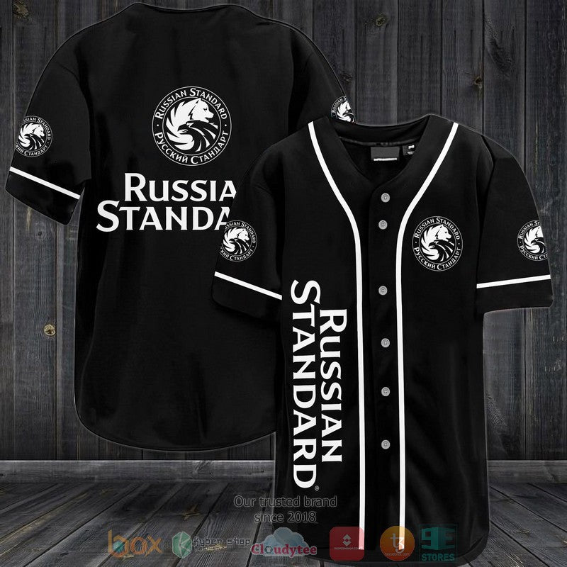Russian Standard black white Baseball shirt baseball jersey product view 1