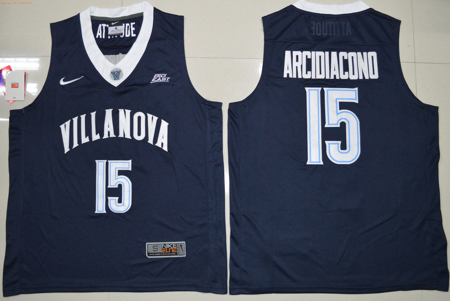Ryan Arcidiacono 15 Navy College Football Jersey football jersey product view 1