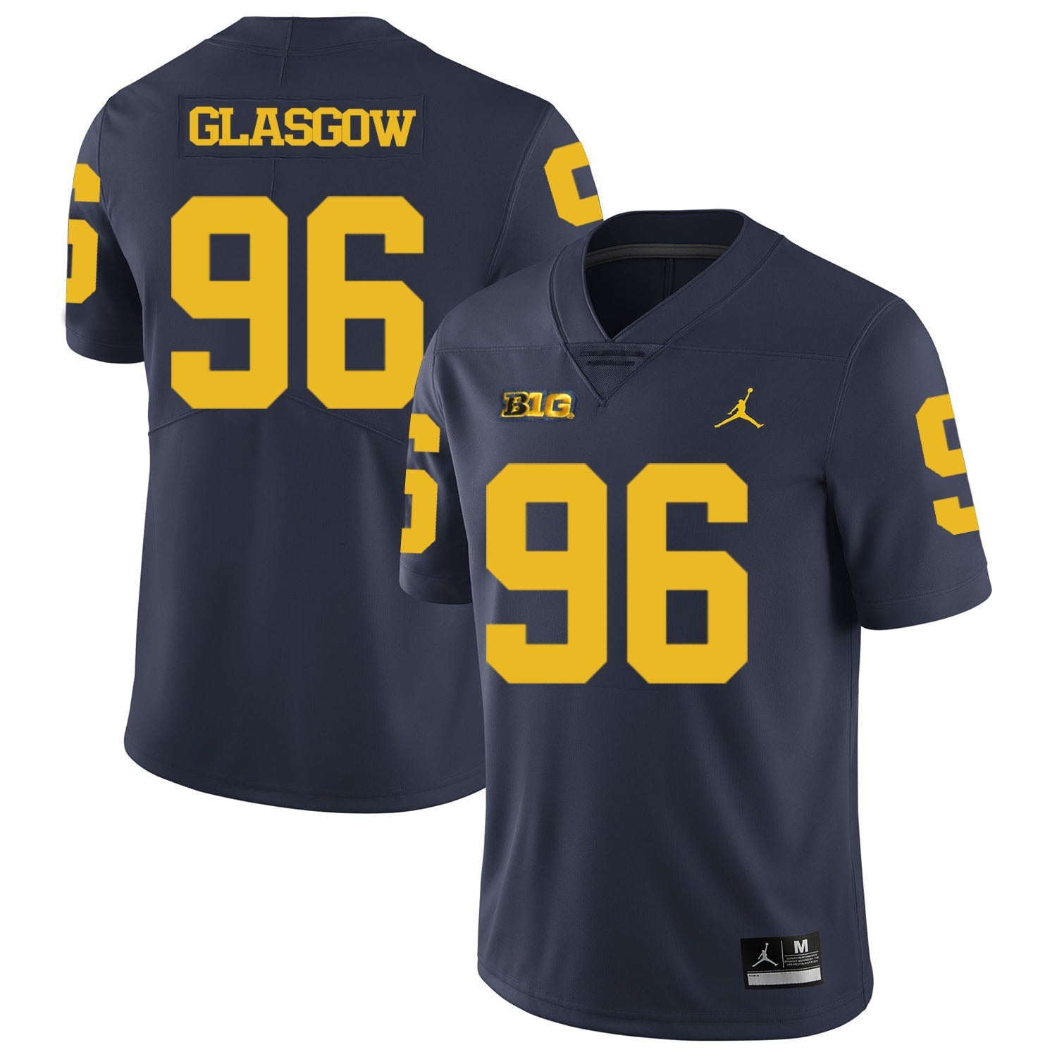 Ryan Glasgow 96 Blue College Football Jersey football jersey product view 1