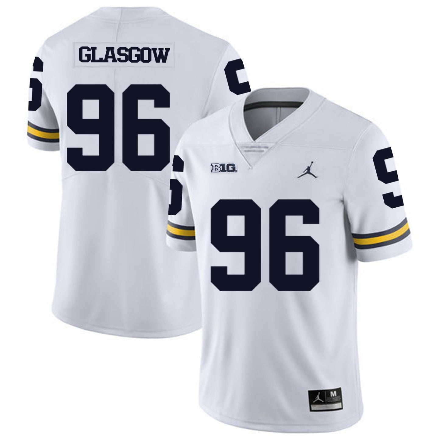Ryan Glasgow 96 White Style 1 College Football Jersey football jersey product view 1