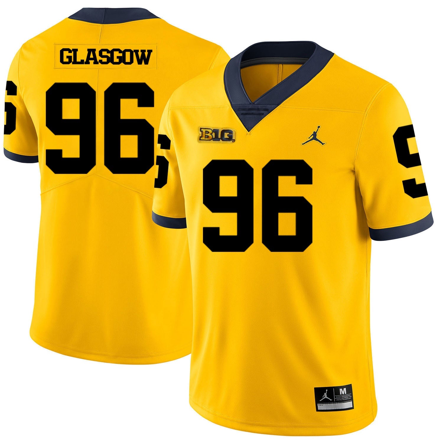 Ryan Glasgow 96 Yellow Style 1 College Football Jersey football jersey product view 1