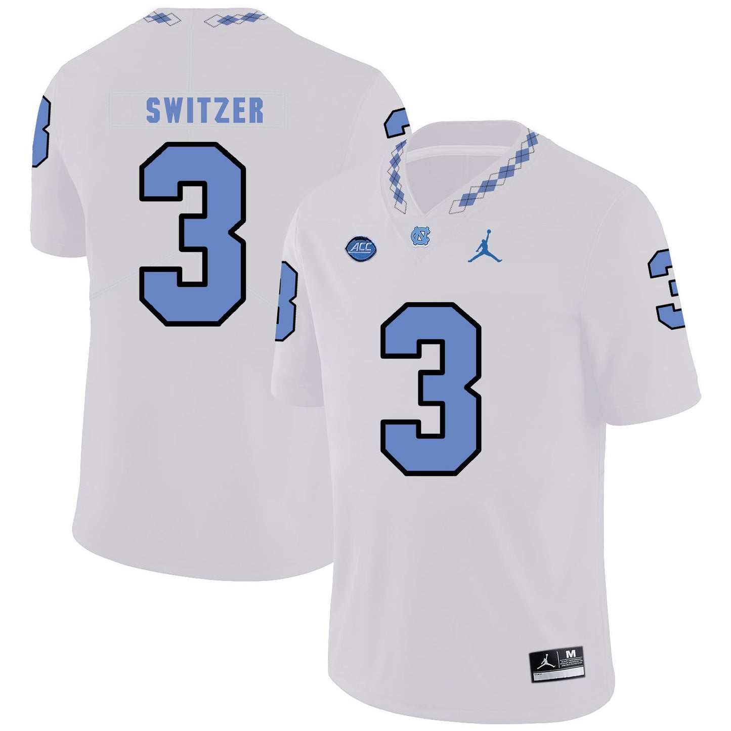 Ryan Switzer 3 White College Football Jersey football jersey product view 1
