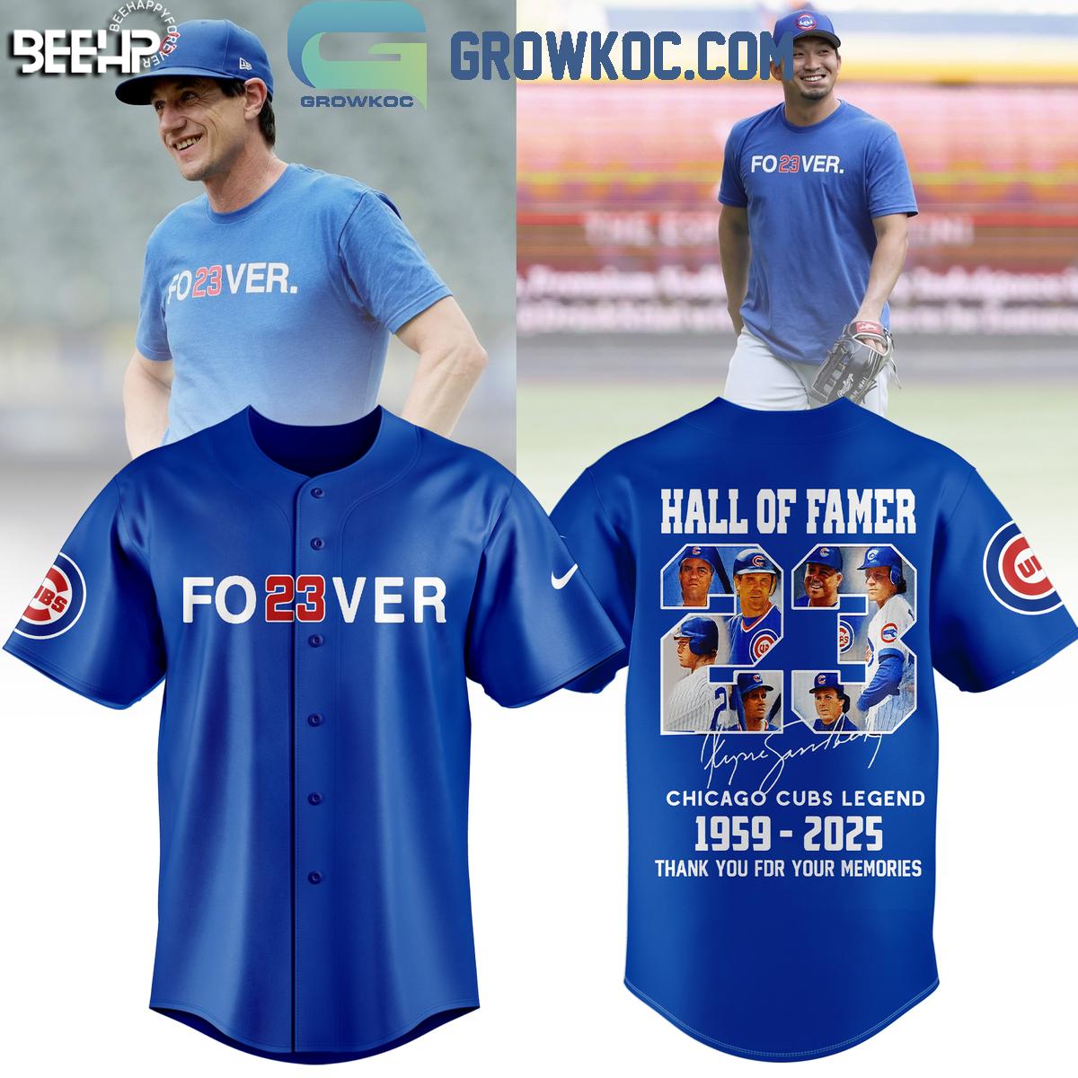 Ryne Sandberg Chicago Cubs Hall Of Famer Forever 23 Baseball Jersey baseball jersey product view 1