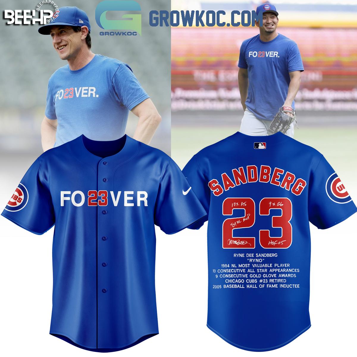 Ryne Sandberg Forever 23 In Our Heart Baseball Jersey baseball jersey product view 1