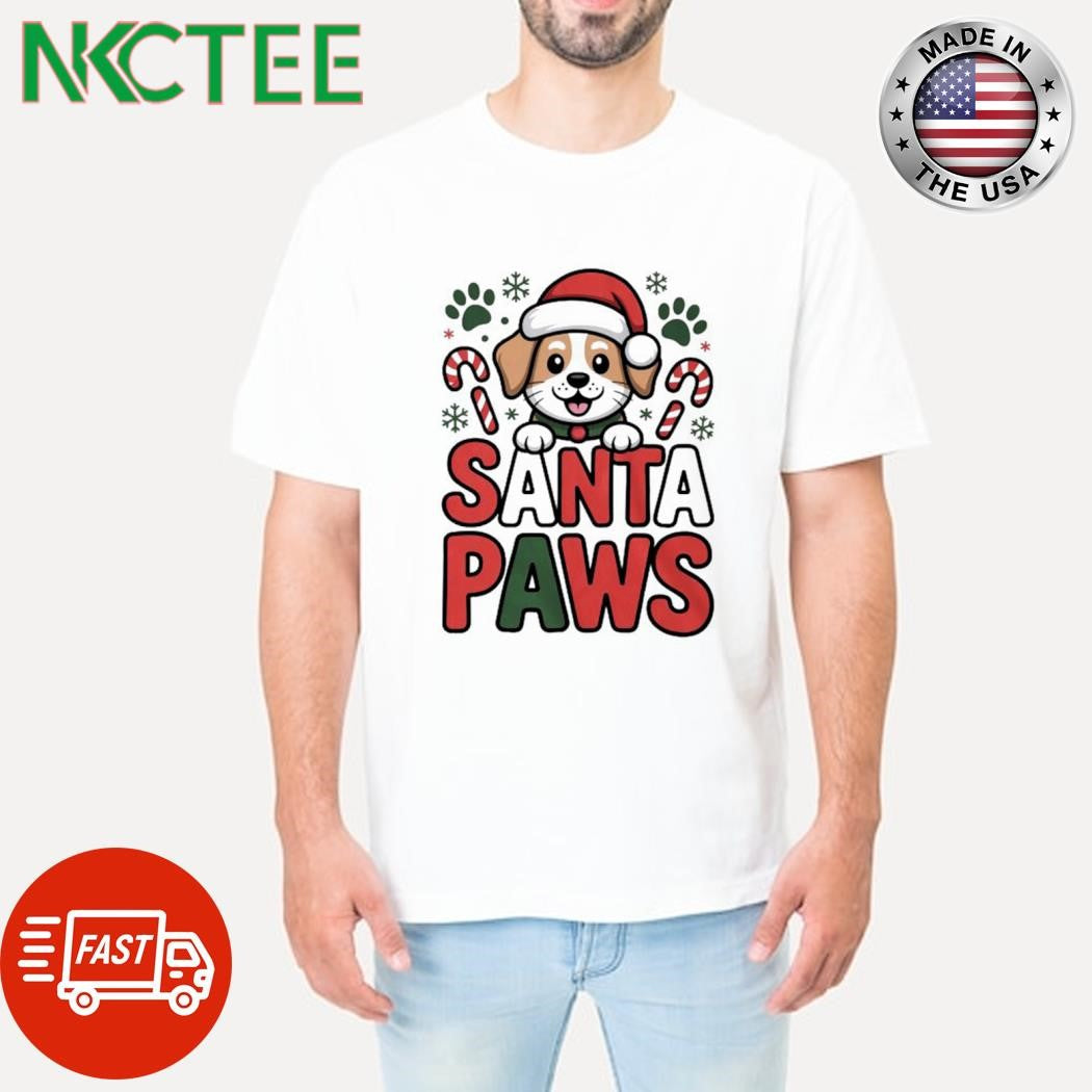 SANTA PAWS dog Christmas shirt Unisex T-shirt, Sweatshirt, Hoodie, Long Sleeve Tee - T-Shirt, Sweatshirt, Hoodie