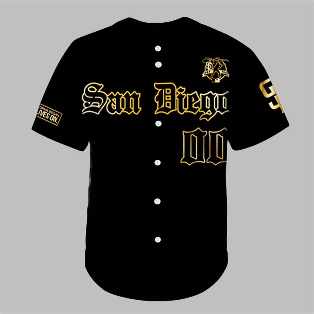 SD Padres Gothic Gold 2025 Jersey - Grishko.com baseball jersey product view 2