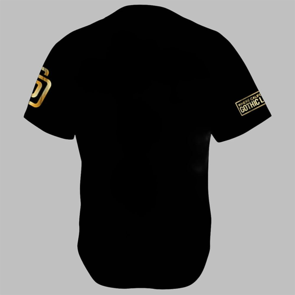 SD Padres Gothic Gold 2025 Jersey - Grishko.com baseball jersey product view 3