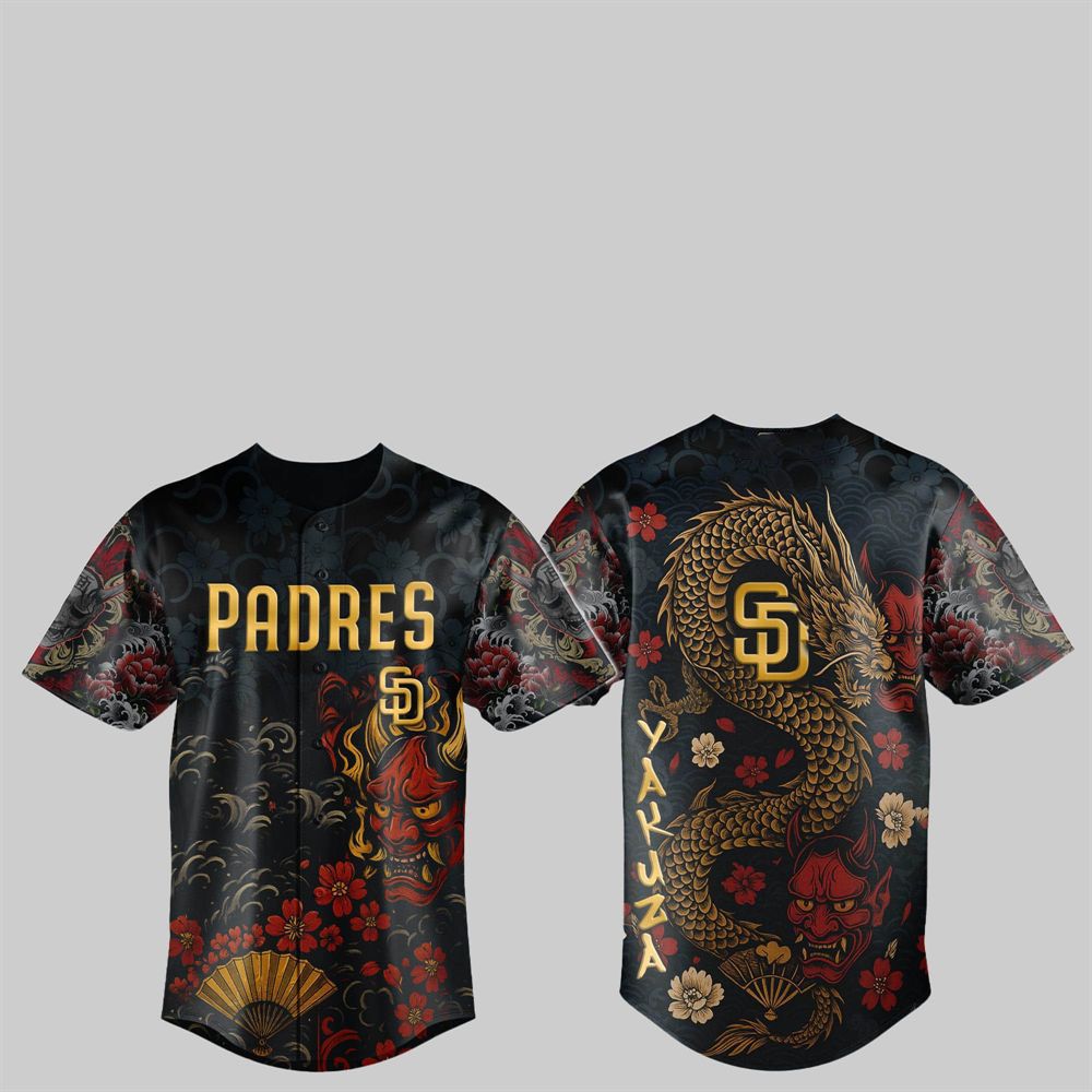 SD Padres Yakuza Dragon Oni Jersey 2025 baseball jersey product view 1