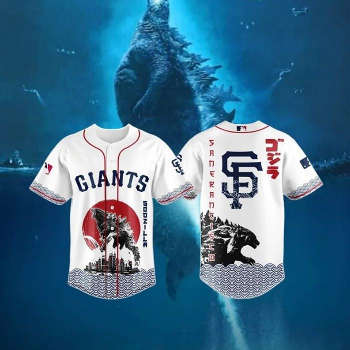SF Giants X Godzilla King Of Kaiju Baseball Jersey baseball jersey product view 1