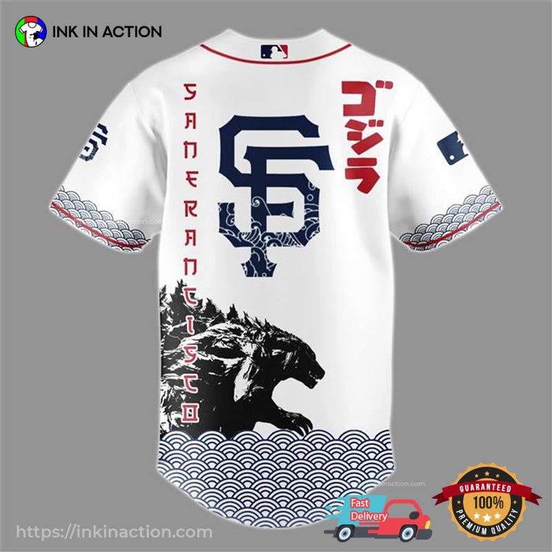 SF Giants X Godzilla King Of Kaiju Baseball Jersey baseball jersey product view 3