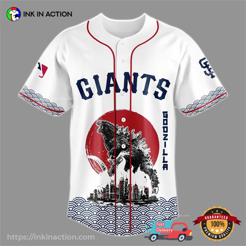 SF Giants X Godzilla King Of Kaiju Baseball Jersey baseball jersey product view 2