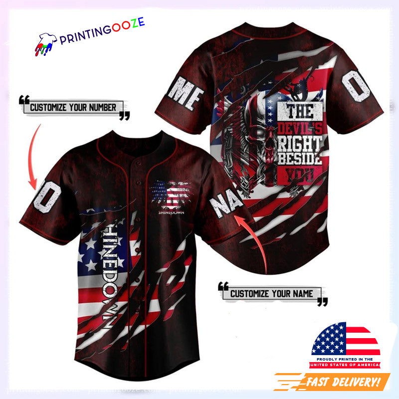 Shinedown Baseball Jersey, Shinedown The Revolutions Tour 2023 Merch baseball jersey product view 1