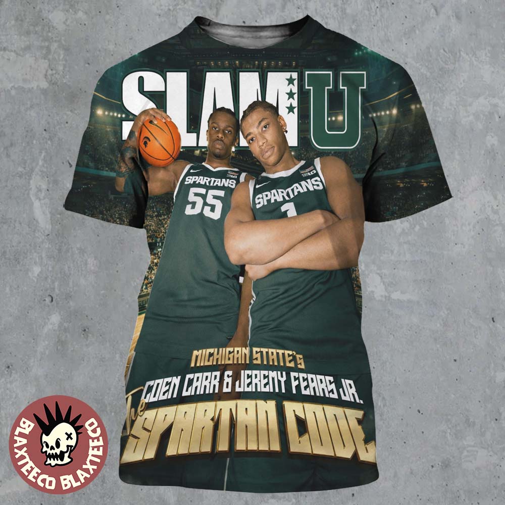 SLAMU Michigan State Spartans Coen Carr And Jeremy Fears Jr The Spartan Code Magazine Cover All Over Print Shirt - T-Shirt, Sweatshirt, Hoodie