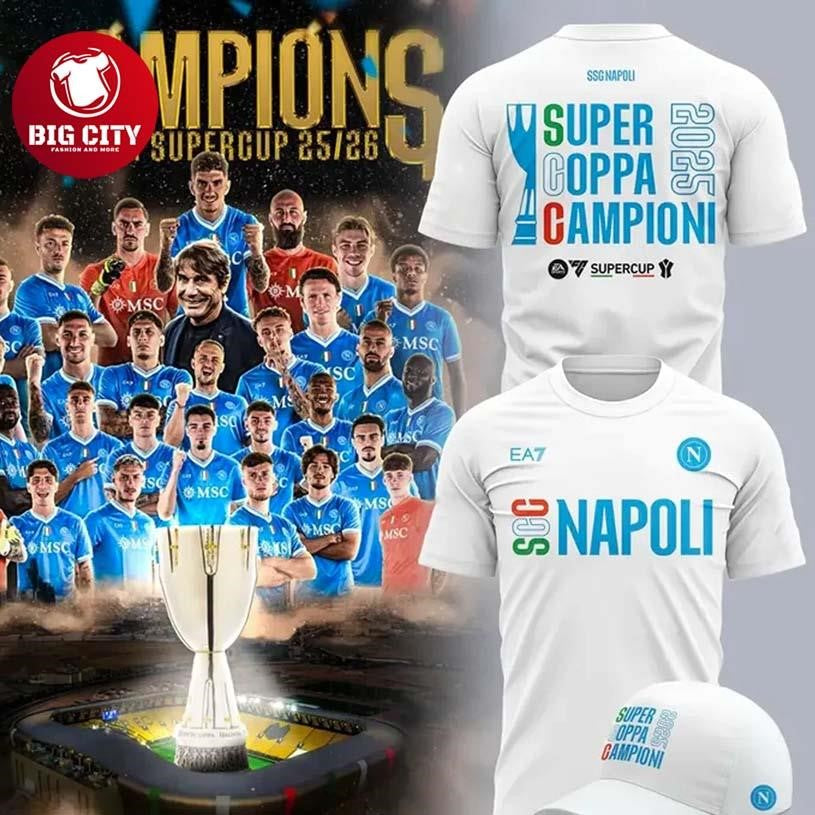 SSC Napoli Supercoppa 2025 Limited Two Sided Shirt Unisex T-shirt, Sweatshirt, Hoodie, Long Sleeve Tee - T-Shirt, Sweatshirt, Hoodie