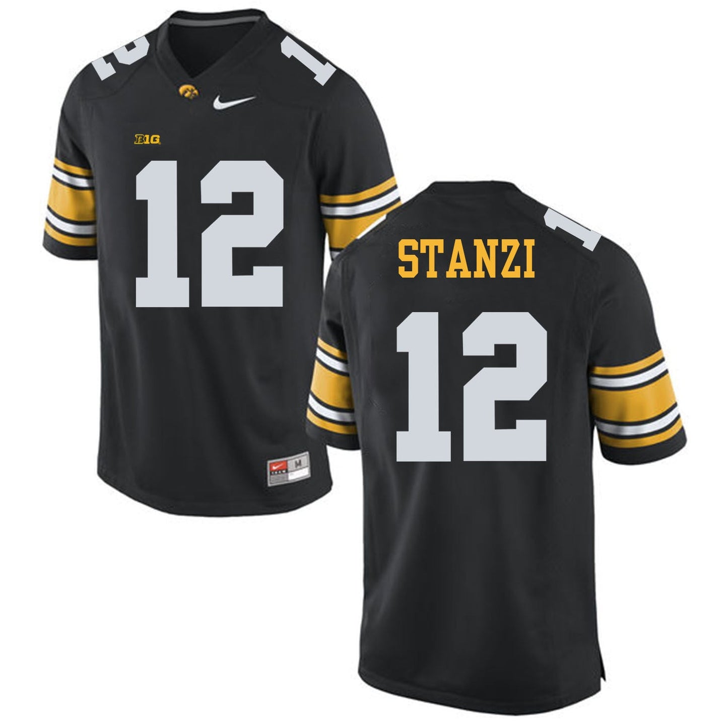 STANZI 12 Black College Football Jersey football jersey product view 1
