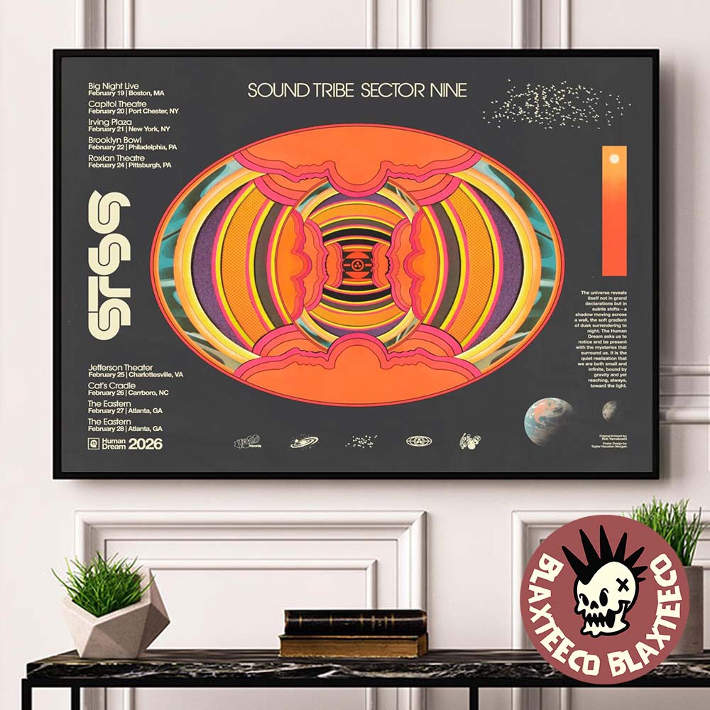 STS9 Human Dream 2026 East Coast Tour America With Dates Official Tour Poster Canvas For Home Decor - T-Shirt, Sweatshirt, Hoodie