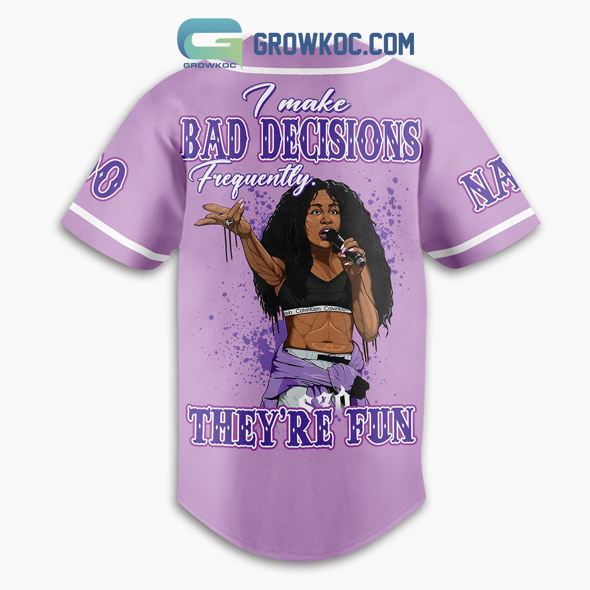 SZA I Make Bad Decisions Frequently They’re Fun Personalized Baseball Jersey baseball jersey product view 3