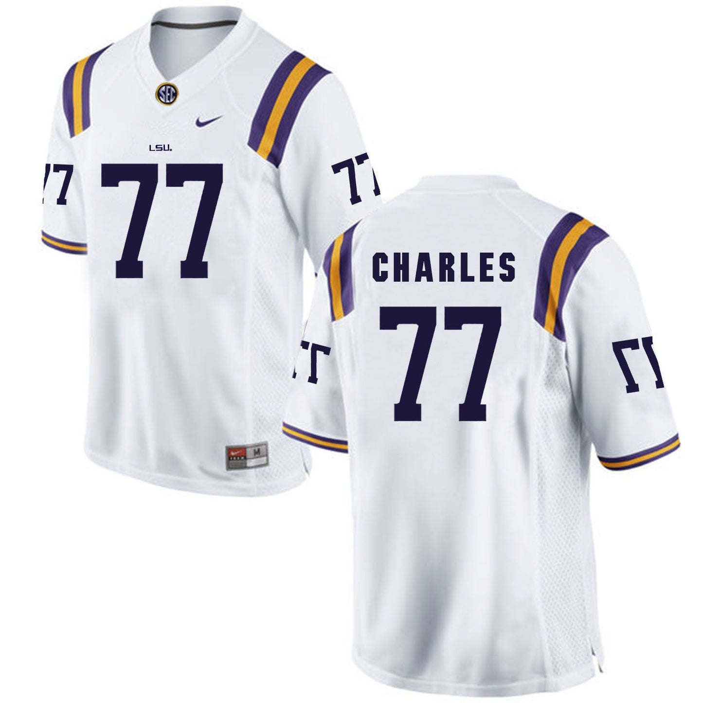 Saahdiq Charles 77 White College Football Jersey football jersey product view 1