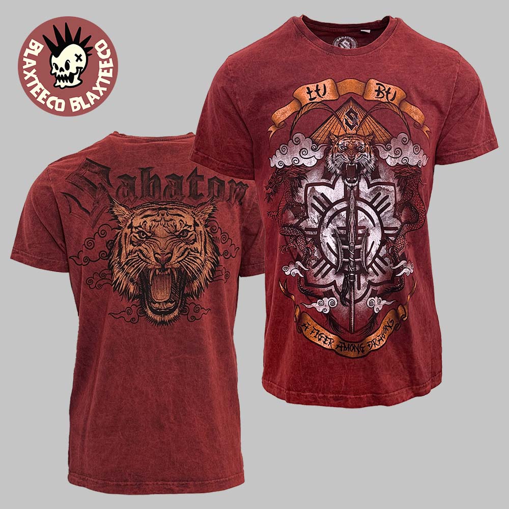 Sabaton A Tiger Among Dragons Coat of Arms Vintage Washed T-Shirt Unisex T-shirt, Sweatshirt, Hoodie, Long Sleeve Tee - T-Shirt, Sweatshirt, Hoodie