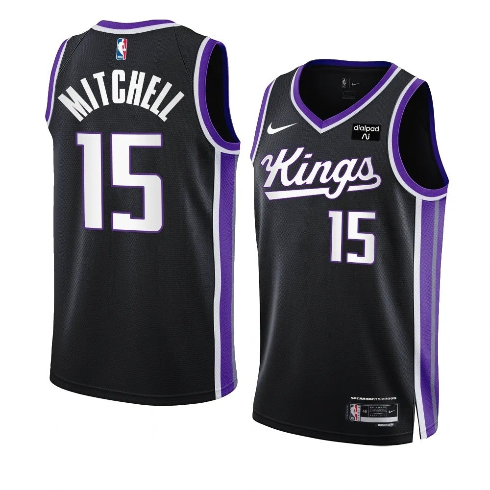 Sacramento Kings #15 Davion Mitchell 2023-24 Icon Edition Black Swingman Jersey Men's.webp basketball jersey product view 1