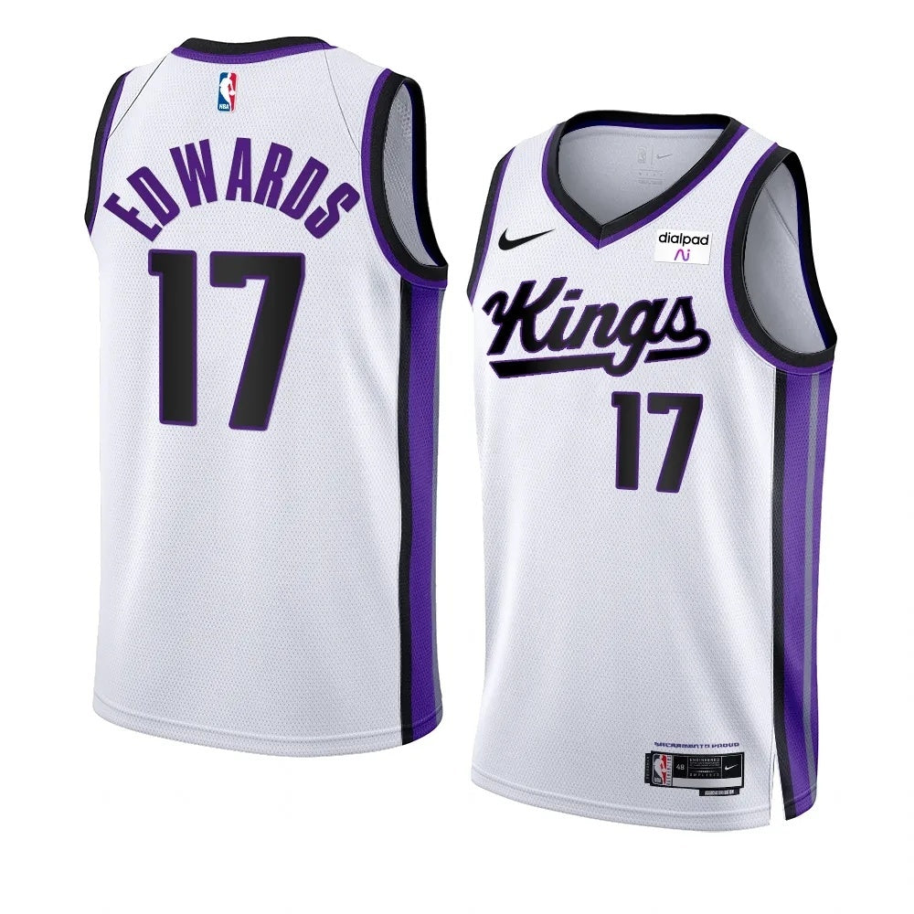 Sacramento Kings #17 Kessler Edwards 2023-24 White Association Edition Swingman Jersey.webp basketball jersey product view 1