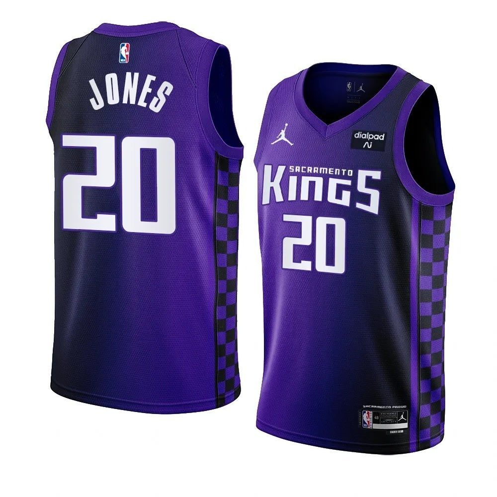 Sacramento Kings #20 2023-24 Colby Jones Statement Edition Purple Swingman Jersey Men's.webp basketball jersey product view 1