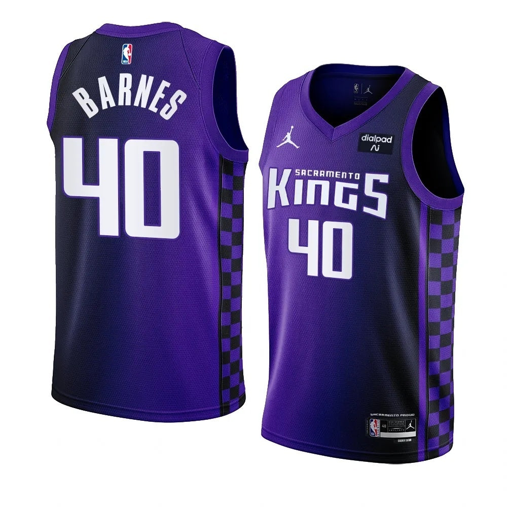Sacramento Kings #40 Harrison Barnes 2023-24 Statement Edition Purple Swingman Jersey Men's.webp basketball jersey product view 1