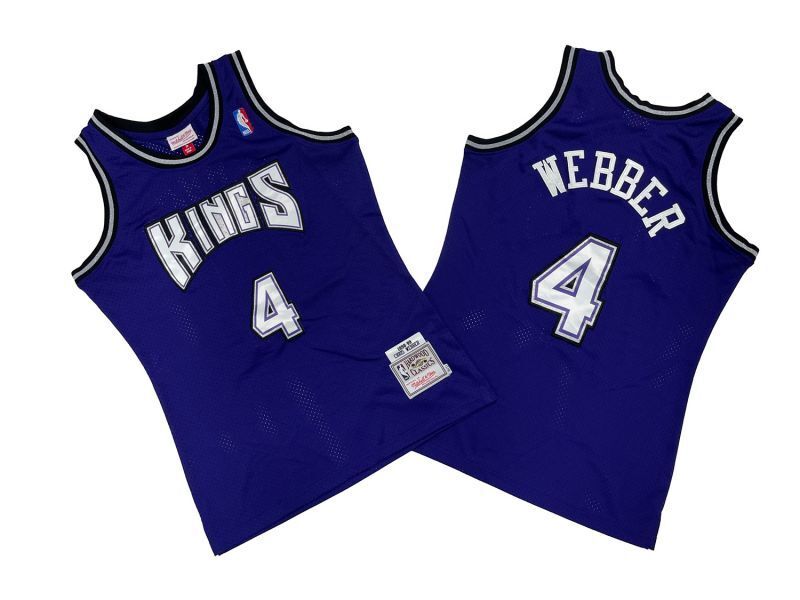 Sacramento Kings #4 Chirs Webber Kings 4 # Purple 98-99 Season Mitchell Retro Jersey -- Chris . Webber Style 1 basketball jersey product view 1