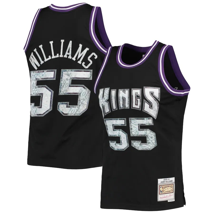 Sacramento Kings #55 Jason Williams Mitchell & Ness 2000-01 Hardwood Classics 75th Anniversary Diamond Swingman Jersey basketball jersey product view 1