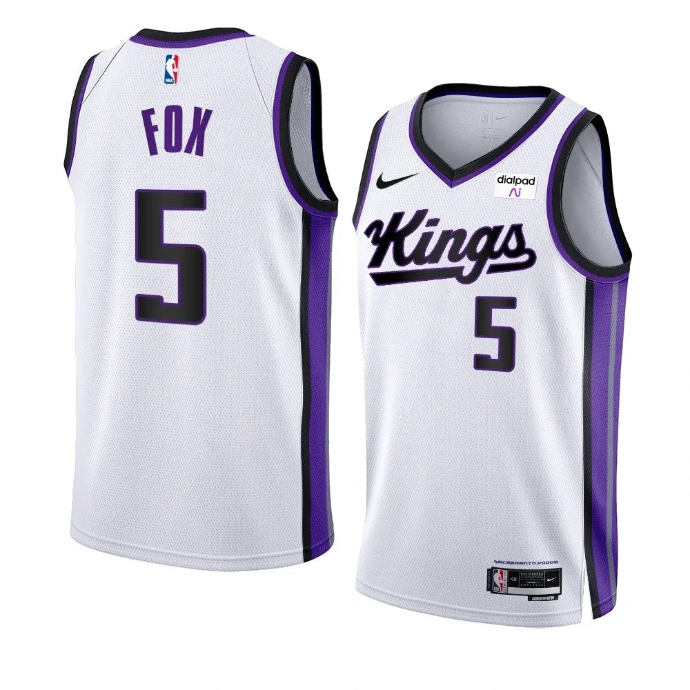 Sacramento Kings #5 De'Aaron Fox 2023-24 White Association Edition Swingman Jersey.webp Basketball Jersey basketball jersey product view 1