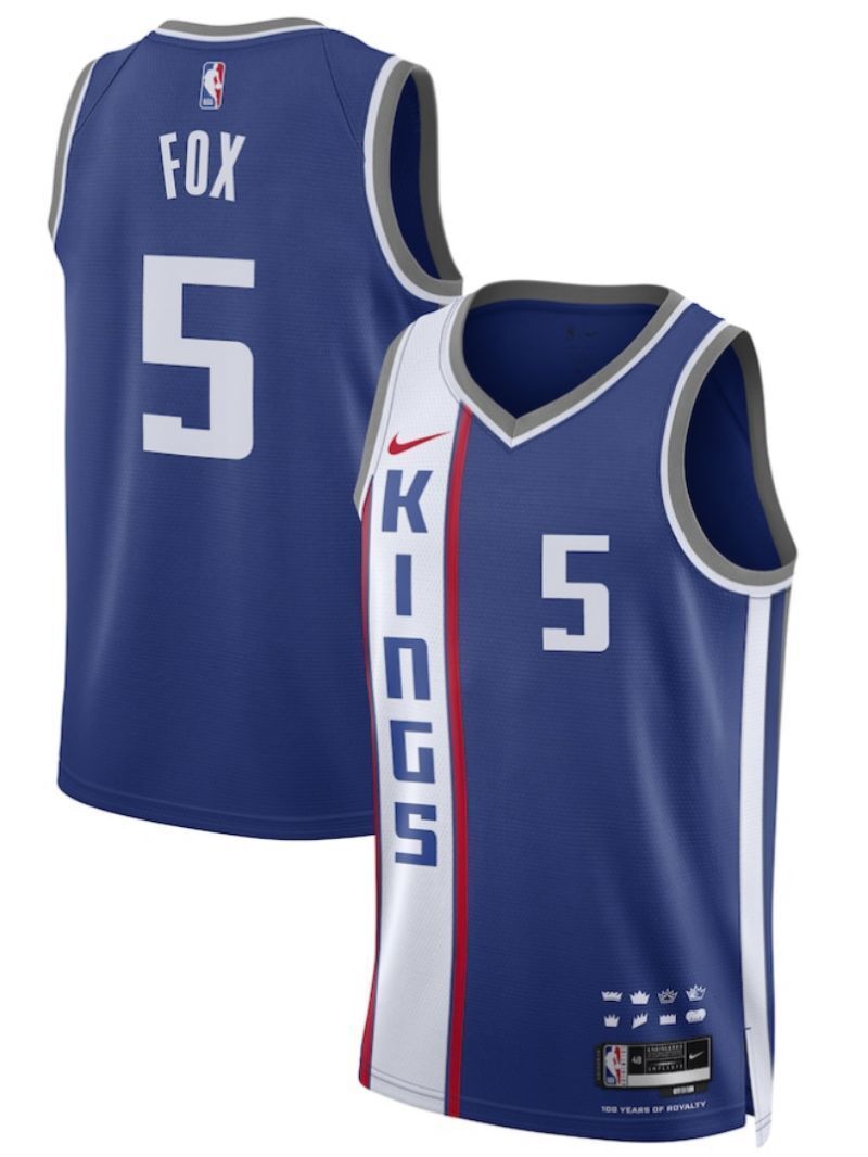 Sacramento Kings #5 De'Aaron Fox 23 24 city jersey blue Basketball Jersey basketball jersey product view 1