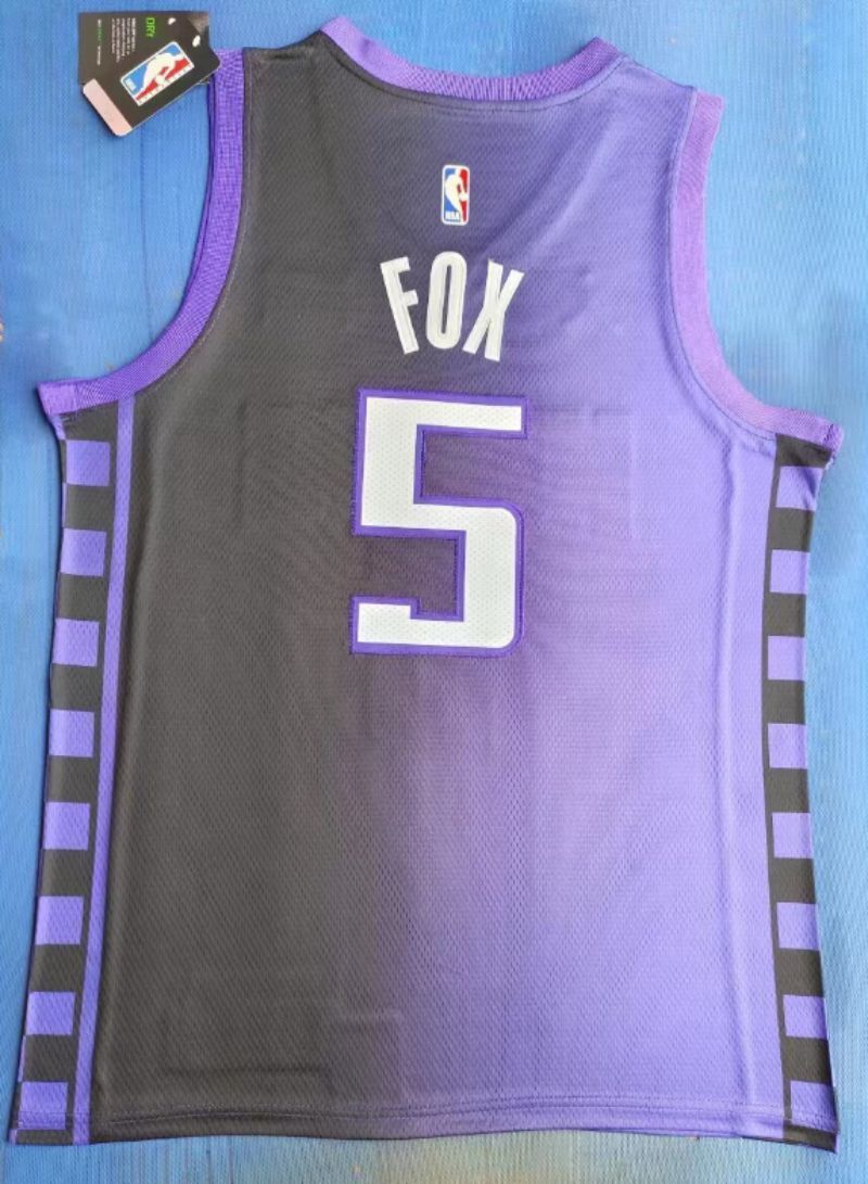 Sacramento Kings #5 De'Aaron Fox New Season Kings 5 Purple Black Style 1 Basketball Jersey basketball jersey product view 1