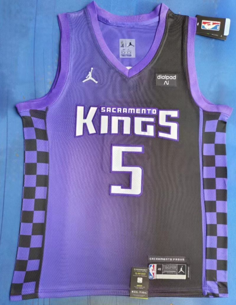 Sacramento Kings #5 De'Aaron Fox New Season Kings 5 Purple Black Style 2 Basketball Jersey basketball jersey product view 1