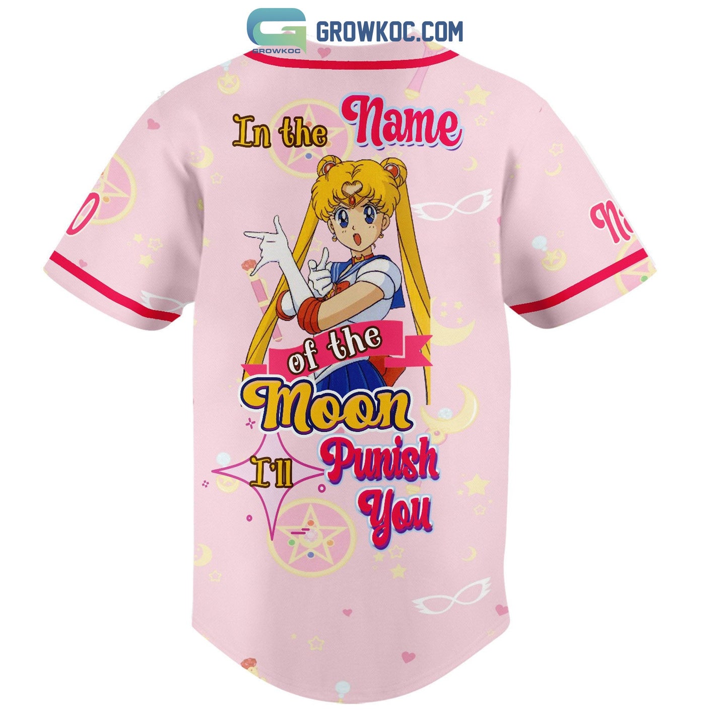 Sailor Moon In The Name Of The Moon I’ll Punish You Personalized Baseball Jersey baseball jersey product view 3