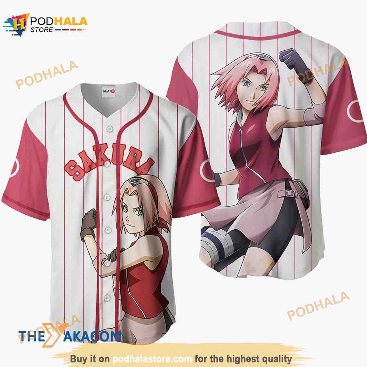Sakura Haruno Anime 3D Baseball Jersey Shirt baseball jersey product view 1