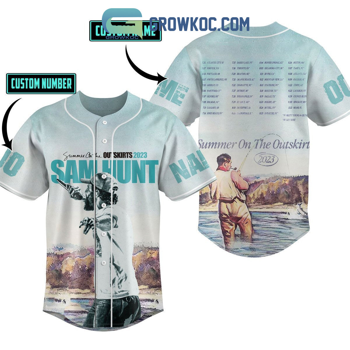 Sam Hunt Summer On The Outskirt 2023 Personalized Baseball Jersey baseball jersey product view 1