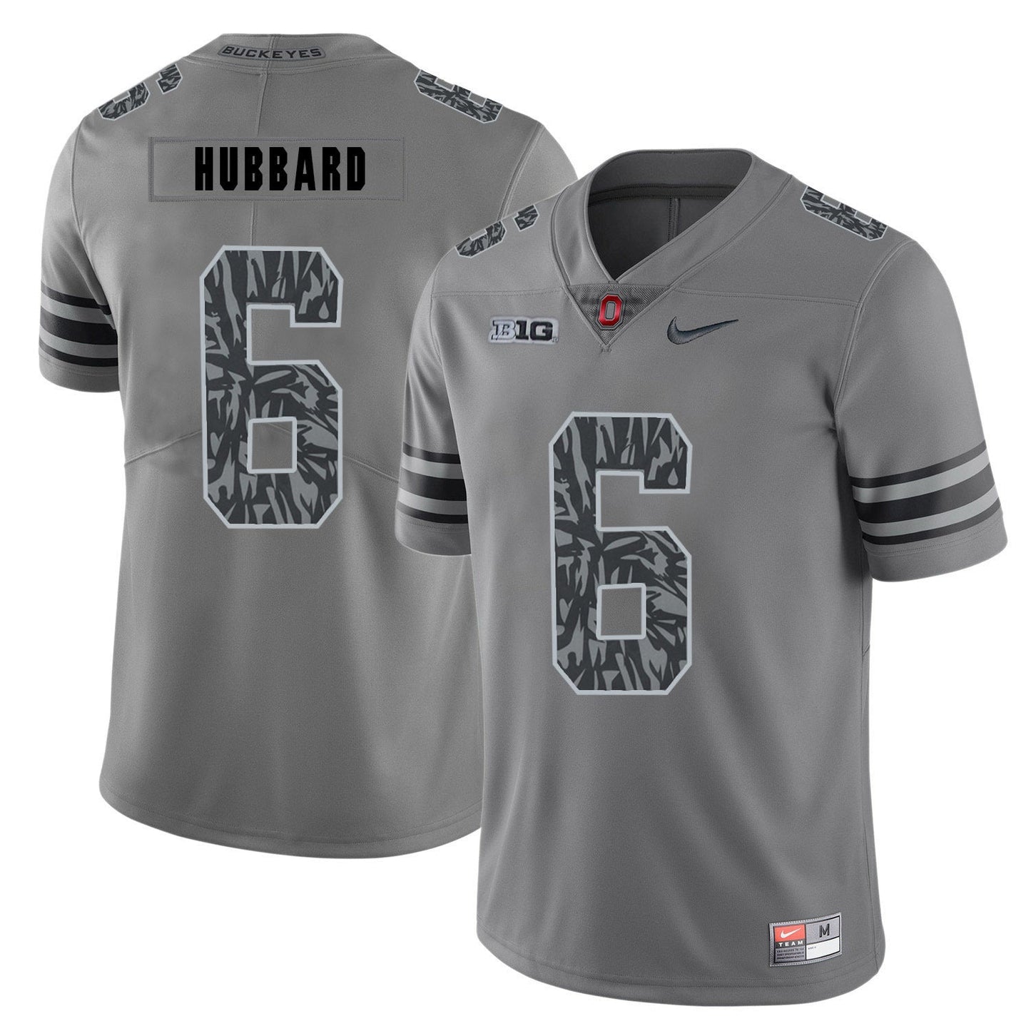 Sam Hubbard 6 Pattern Dark Gray College Football Jersey football jersey product view 1