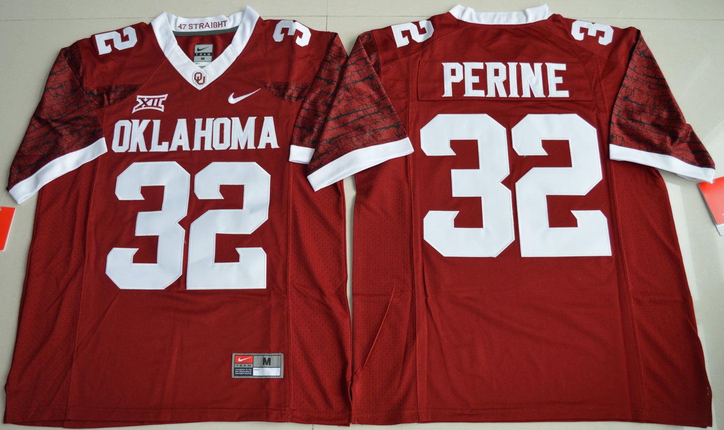 Samaje Perine 32 Burgundy Print Edition College Football Jersey football jersey product view 1