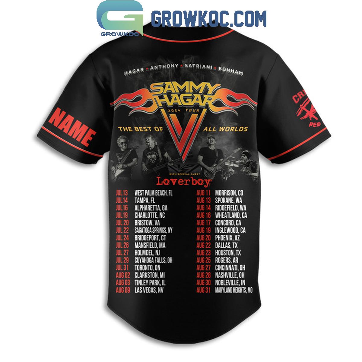 Sammy Hagar Anthony Satriani Bonham 2024 Tour Personalized Baseball Jersey baseball jersey product view 2