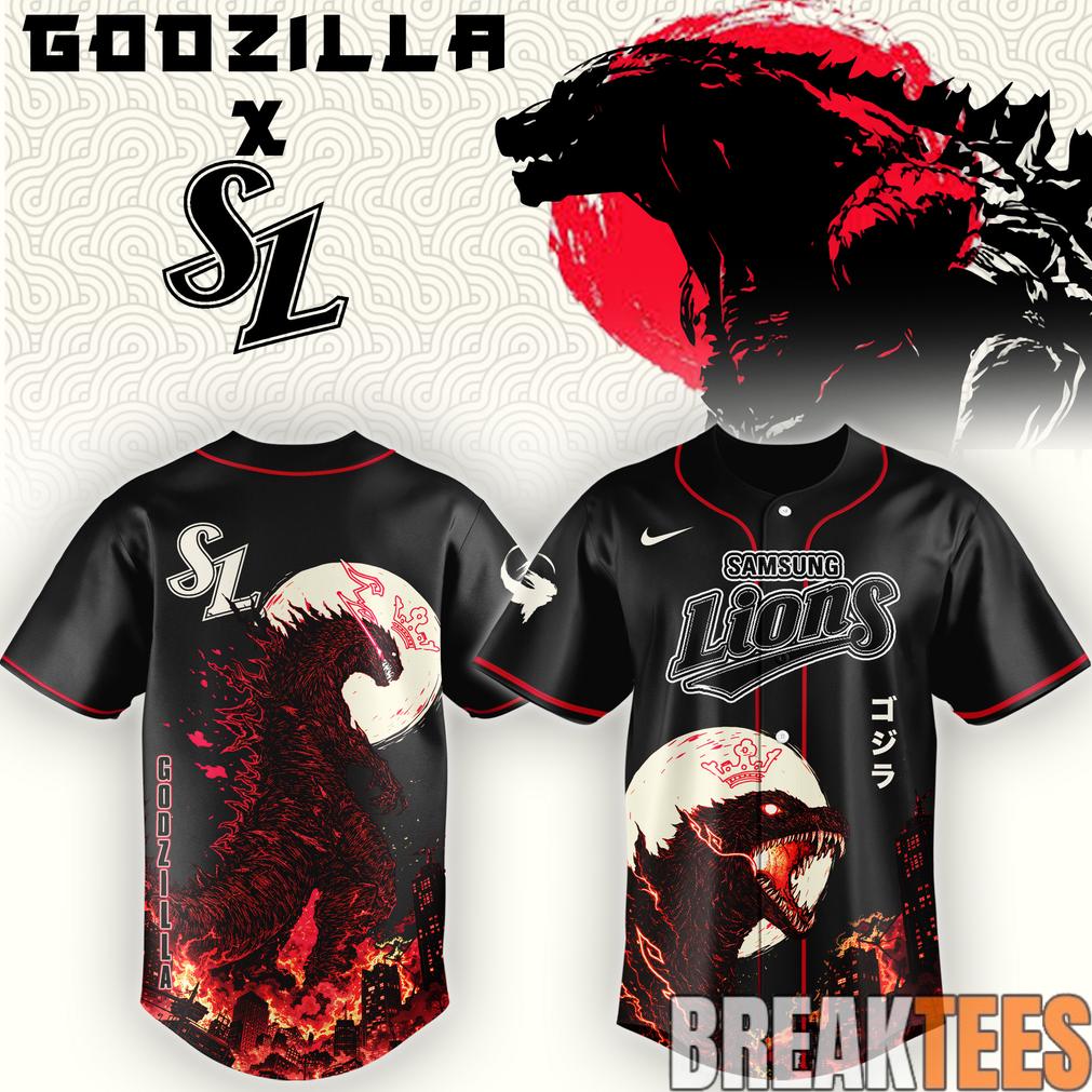 Samsung Lions x Godzilla Minus Zero Baseball Jersey baseball jersey product view 1