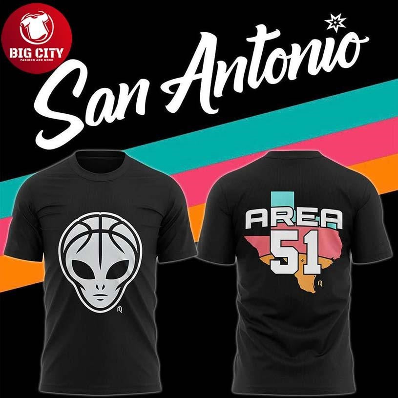 San Antonio Spurs City Edition x Area 51 Classified 2025 Two Sided Shirt Unisex T-shirt, Sweatshirt, Hoodie, Long Sleeve Tee - T-Shirt, Sweatshirt, Hoodie